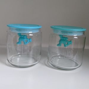 Alessi Gianni glass jar blue "hanging man"